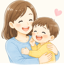 笑顔の親子