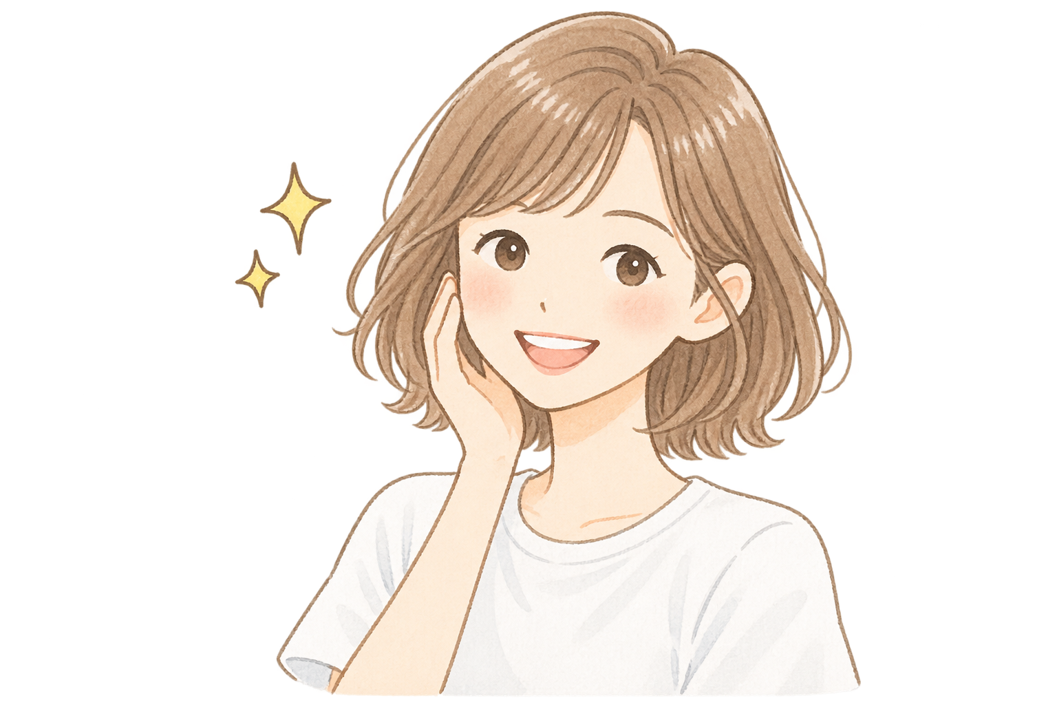 白い歯で微笑む女性のイラスト